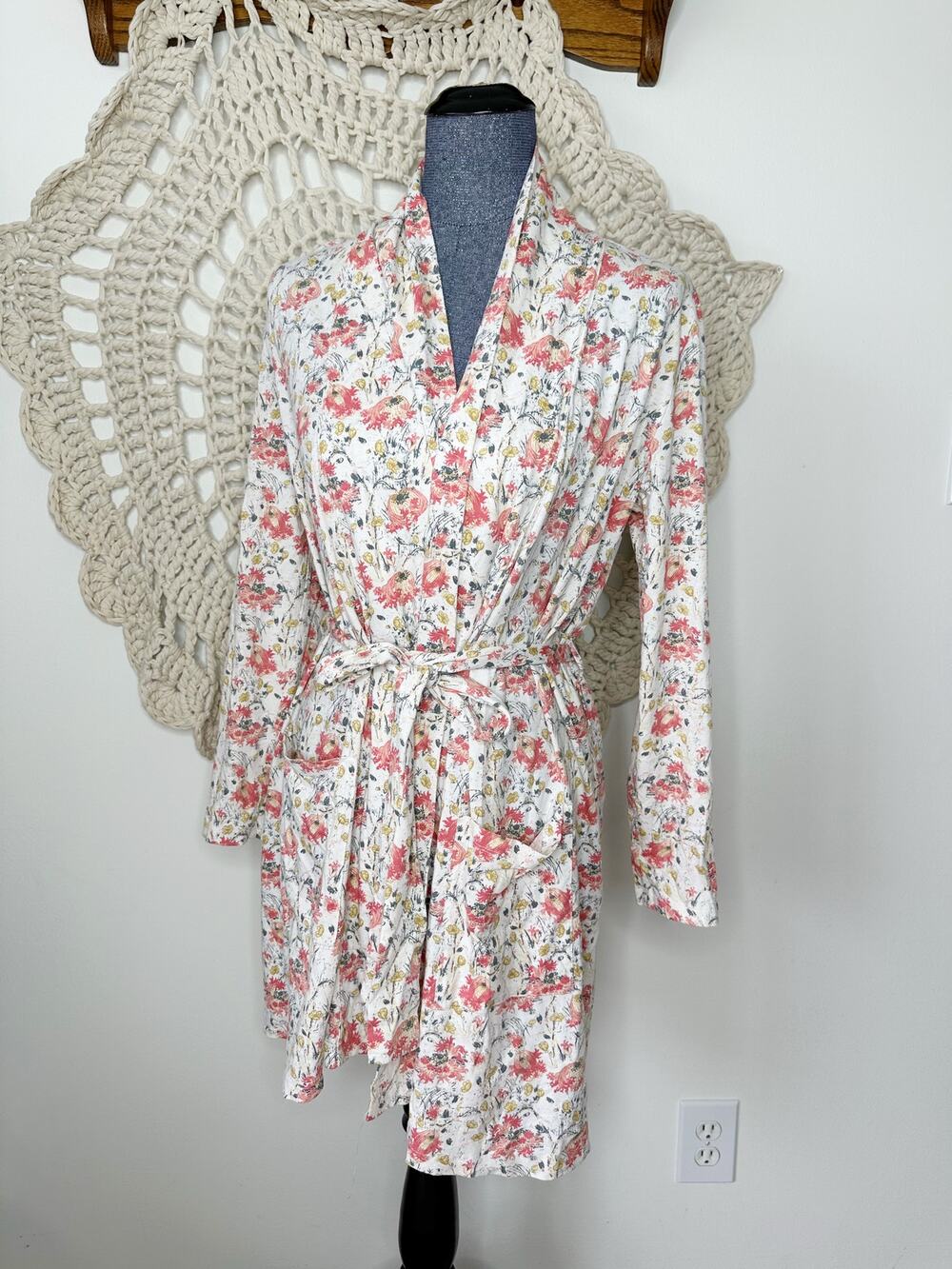 Peruvian Connection Cotton Floral Cottagecore Robe Size Small
